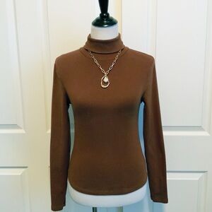 Sunday Best Aritzia Fitted CottonTurtleneck in Dark Brown - Size S
